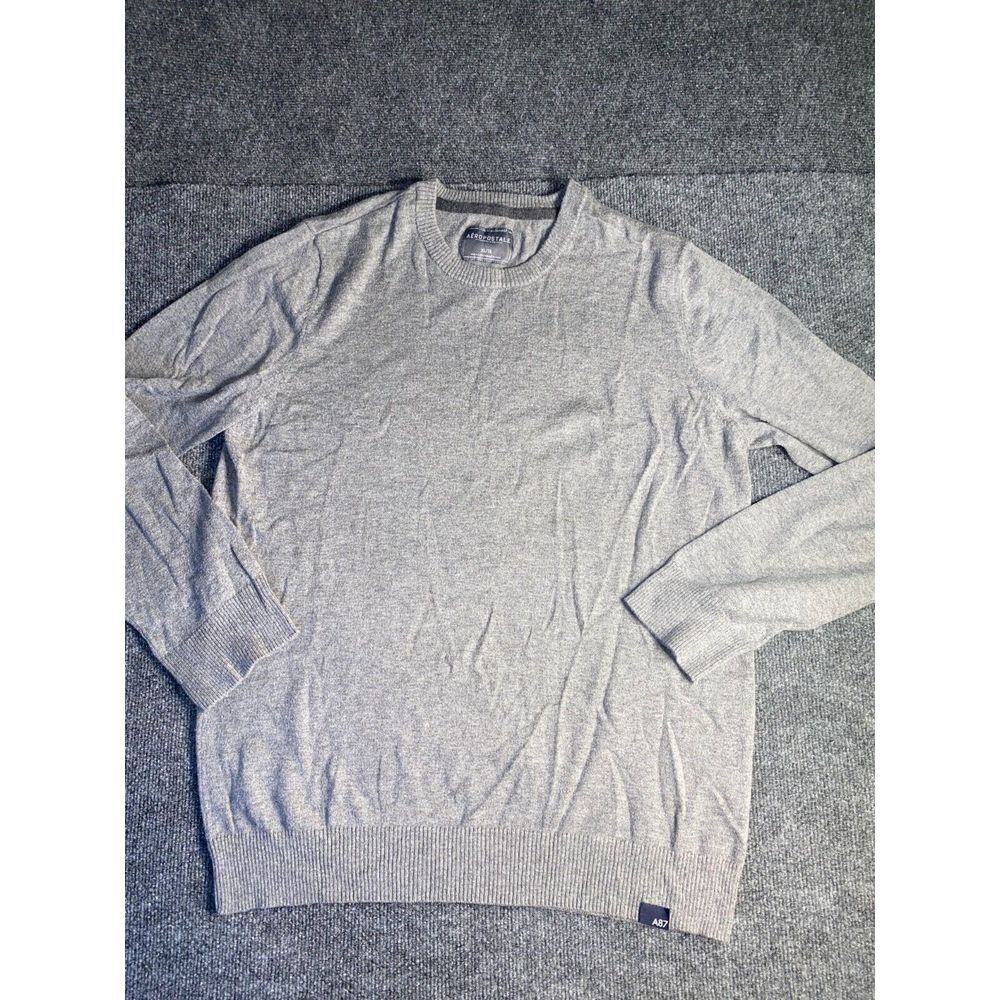 Aéropostale Sweater Mens Size XL Gray Knit Ribbed‎ Hem/Cuff Crew Neck Pullover